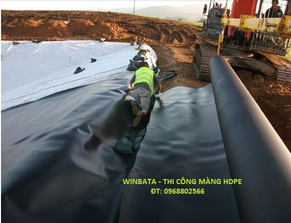Quy trình thi công màng chống thấm HDPE cho đập đất, bao gồm trải màng và hàn nối